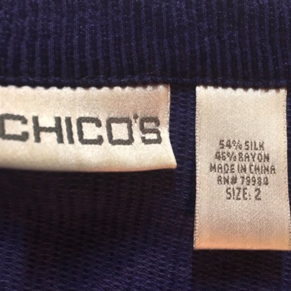 CHICO'S Blue Silk Corduroy Look Shirt/Jacket EUC - Picture 7 of 7
